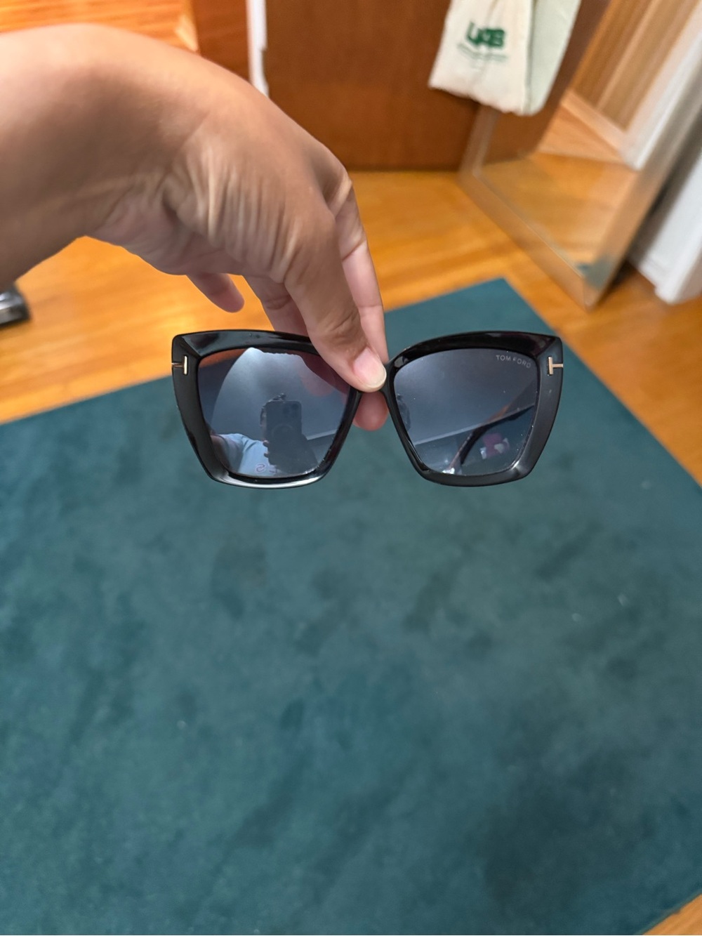 Tom Ford Black Square Sunglasses with Gold Accent